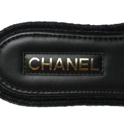 Chanel Lambskin Espadrille Mule Sandals 38 Black 7 of 9