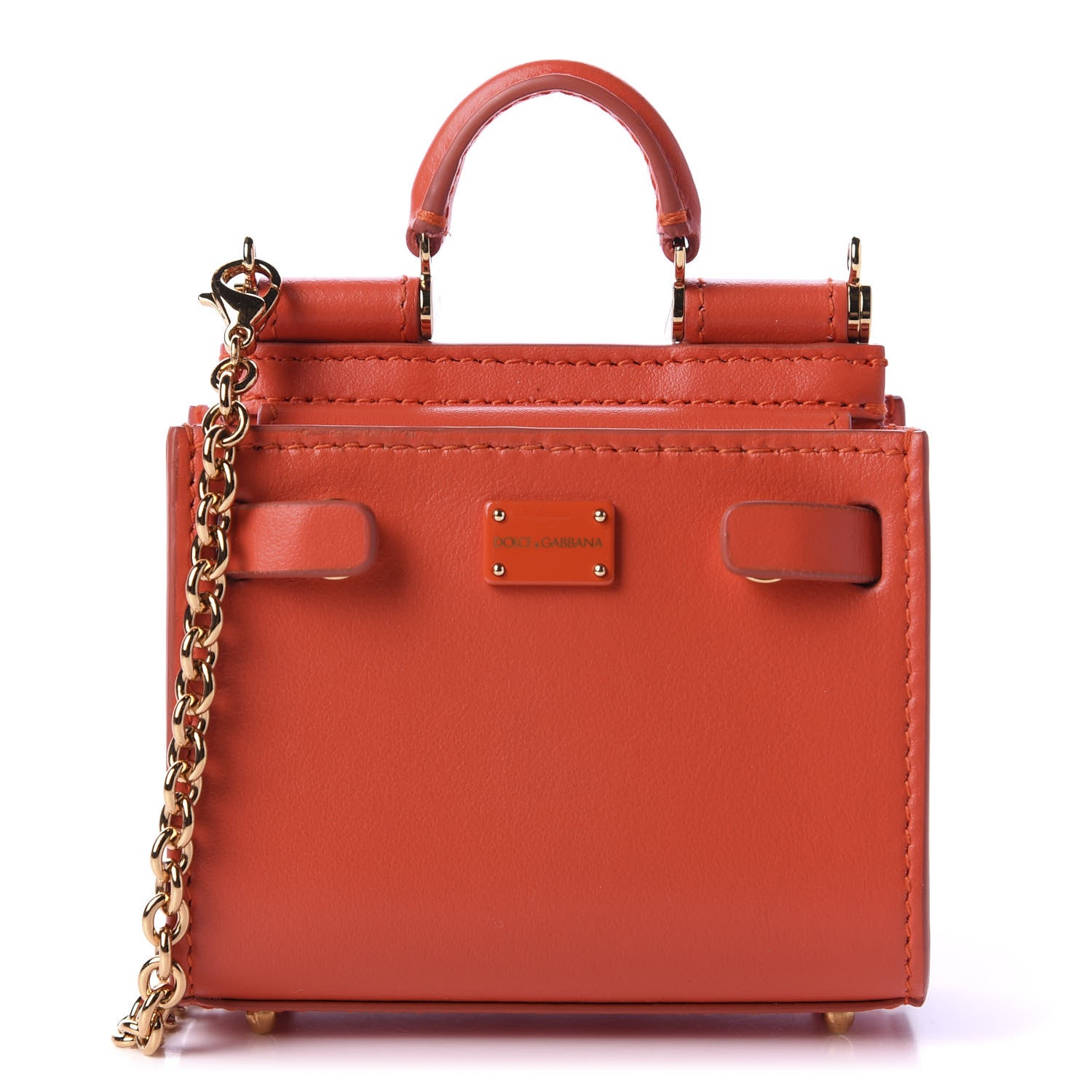 Dolce & Gabbana Calfskin Micro Miss Sicily 62 Satchel Orange 1 of 10