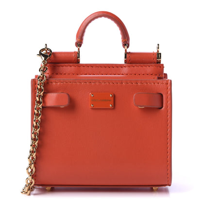 Dolce & Gabbana Calfskin Micro Miss Sicily 62 Satchel Orange 1 of 10