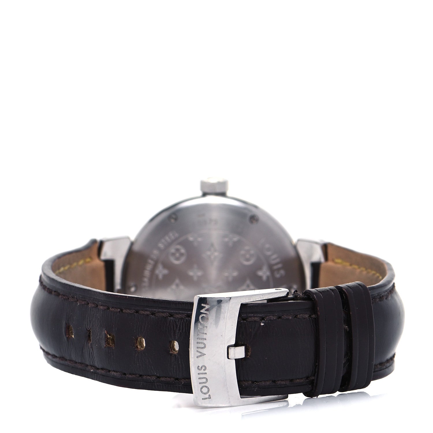 Louis Vuitton Stainless Steel Calfskin 34mm Tambour Quartz Watch 3 of 5