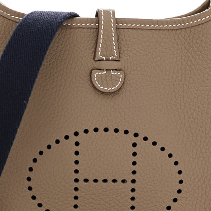 Hermes Taurillon Clemence Amazone Evelyne TPM Etoupe Bleu Indigo 8 of 11