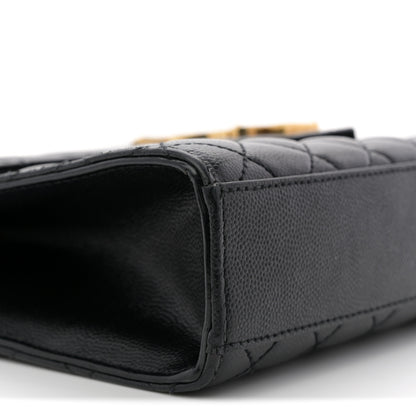 Saint Laurent Grain De Poudre Textured Mixed Matelasse Triquilt Medium Monogram Satchel Black 9 of 11