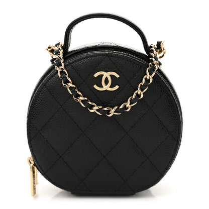 Chanel Caviar Quilted Round Handle With Care Vanity With Chain Black 1 of 12