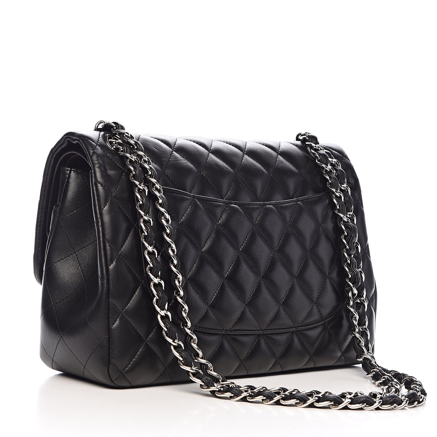 Lambskin Quilted Jumbo Double Flap Black