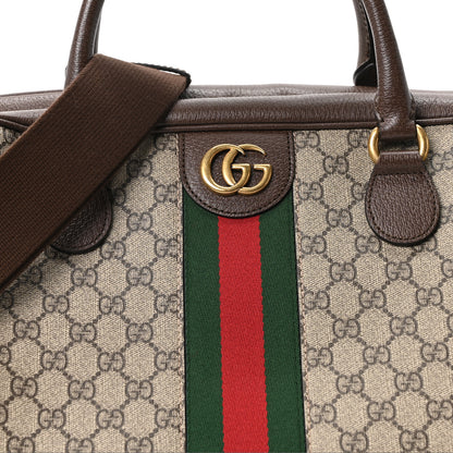 Gucci GG Supreme Monogram Textured Dollar Calfskin Web Large Savoy Bowling Bag Beige Ebony New Acero 7 of 9
