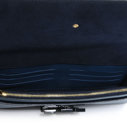 Louis Vuitton Calfskin Louise Clutch Blue 5 of 7