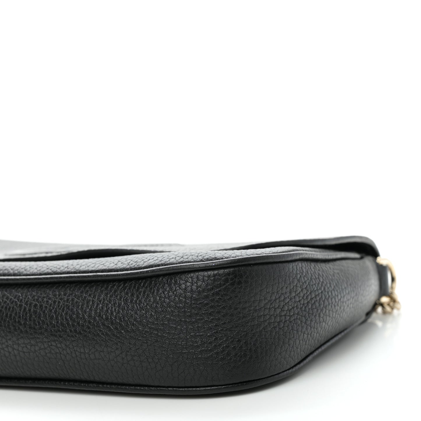 Pebbled Calfskin Medium Soho Flap Crossbody Black