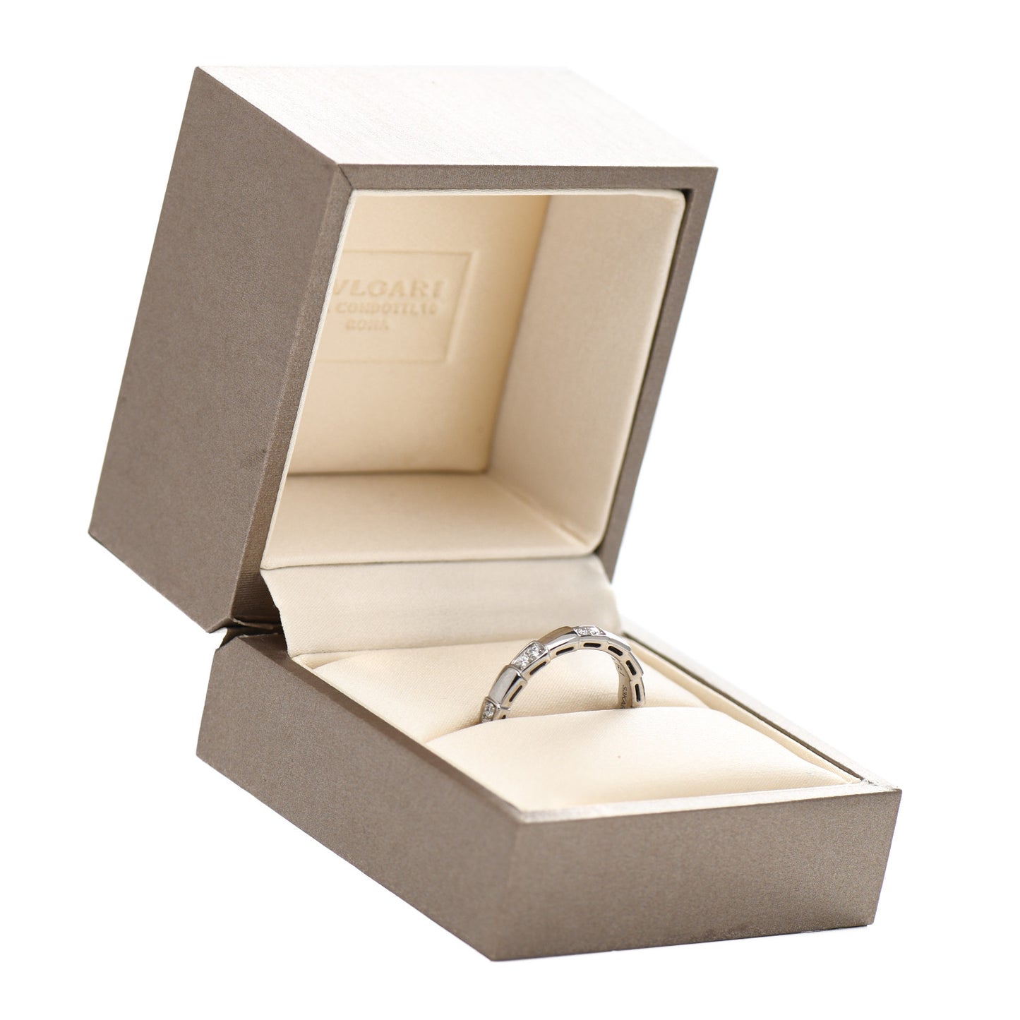 18K White Gold Diamond Narrow Serpenti Viper Band Ring 61 9.5