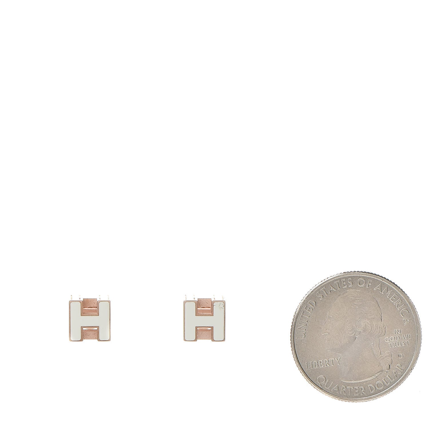 Hermes Rose Gold Plated Cage d'H Earrings White 2 of 6