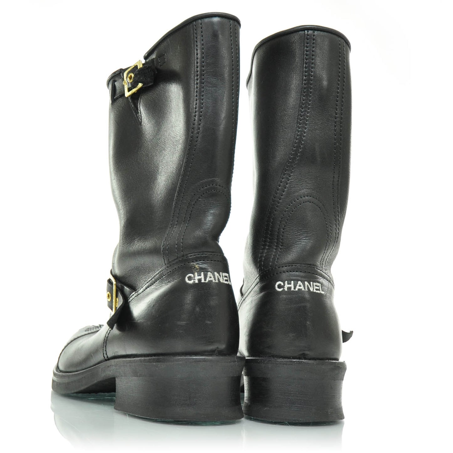 Leather Motorcycle Boots 40 Black