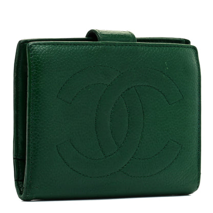 Chanel Caviar Timeless CC French Wallet Green 3 of 7