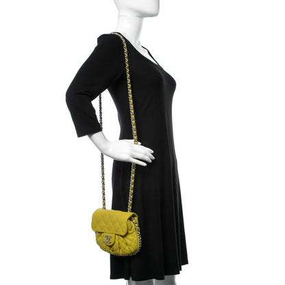 Chanel Washed Lambskin Quilted Mini Chain Around Flap Yellow 2 of 9