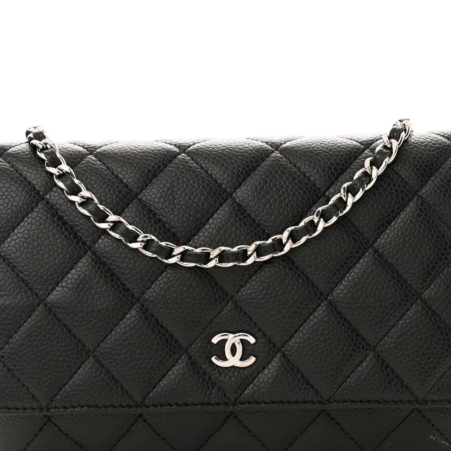 Caviar Quilted Wallet on Chain WOC Black