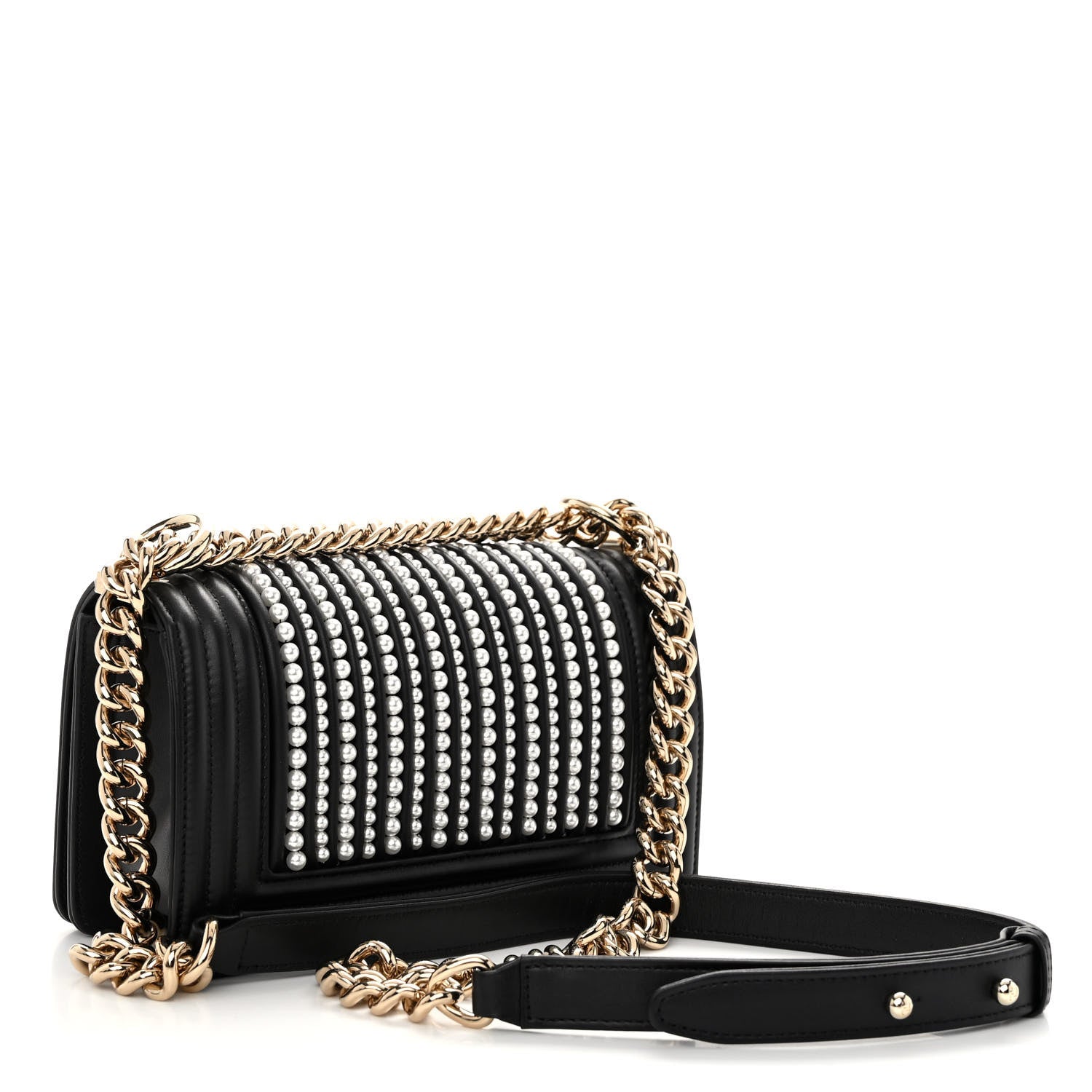 Chanel Calfskin Pearl Smal Chanel Pearls Boy Flap Black 3 of 10
