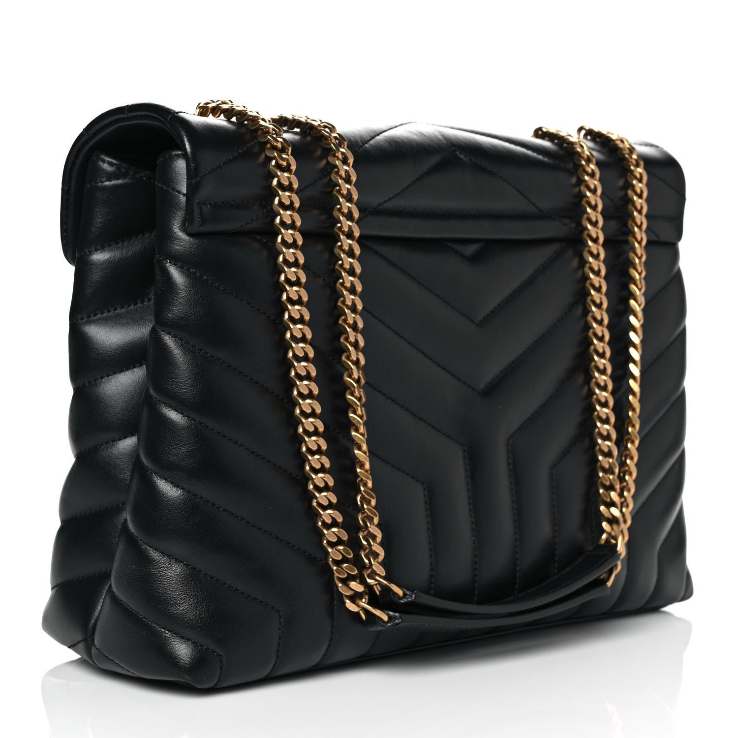 Saint Laurent Calfskin Y Quilted Monogram Medium Loulou Chain Satchel Black 3 of 10
