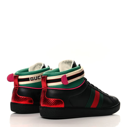 Gucci Calfskin Ayers Web Mens New Ace Stripe High Top Sneakers 11 Black 4 of 8