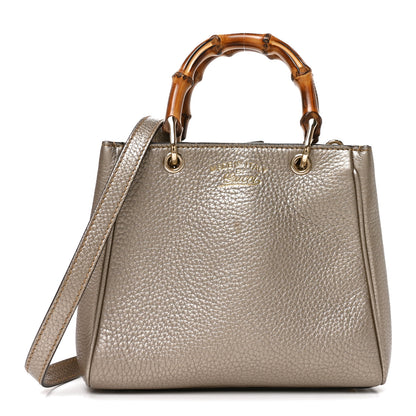 Gucci Metallic Calfskin Mini Bamboo Shopper Tote Golden Beige 1 of 9