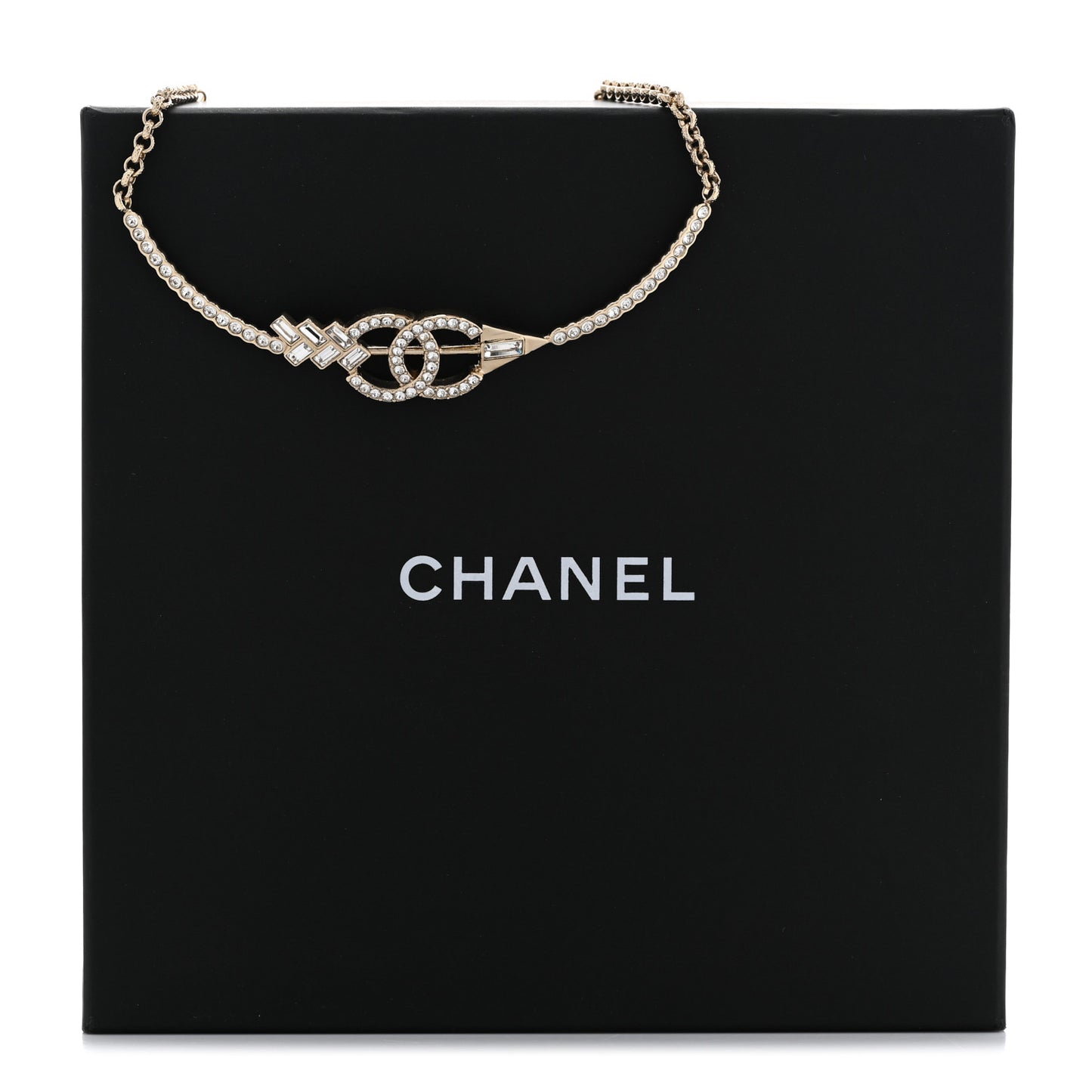 Crystal CC Arrow Necklace Gold