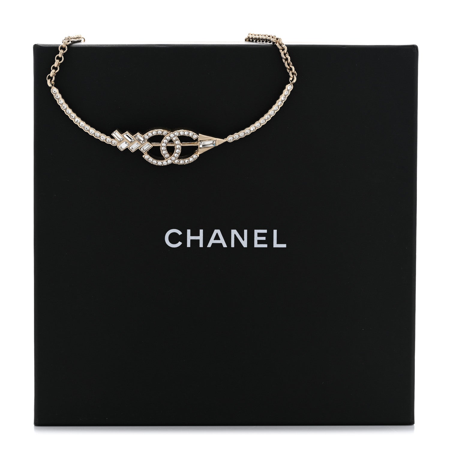 Chanel Crystal CC Arrow Necklace Gold 7 of 7