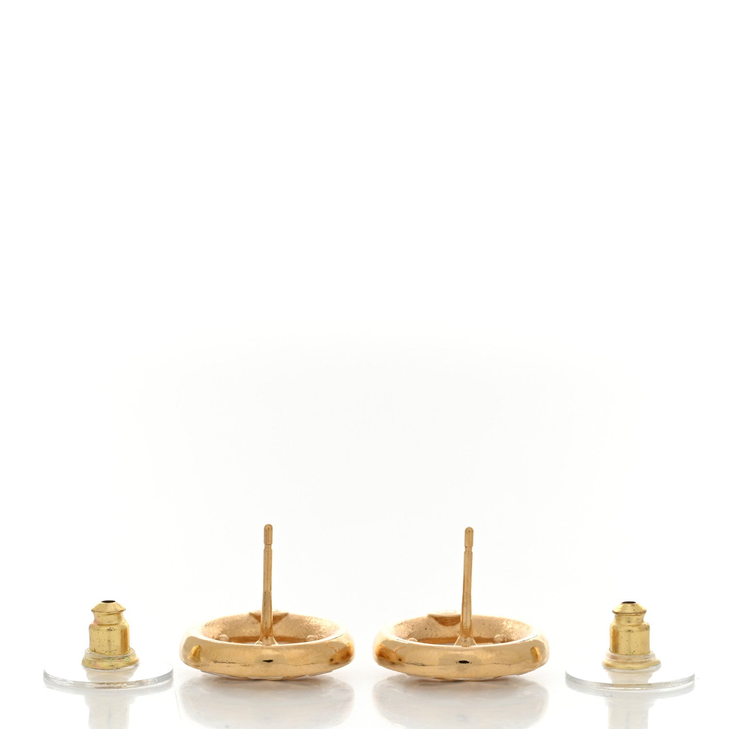 Chanel Metal Enamel CC Round Earrings Gold White Black 3 of 5