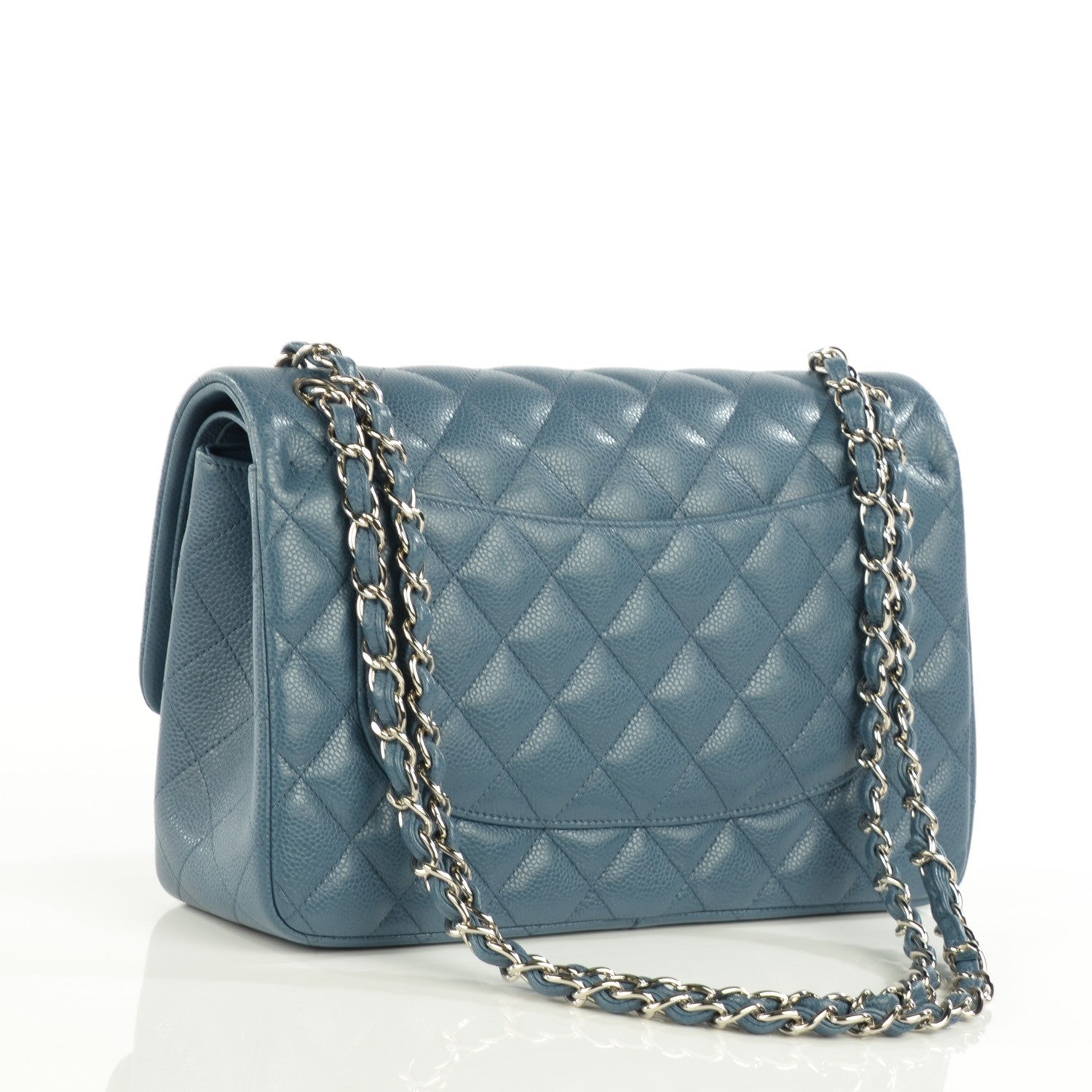 Chanel Caviar Quilted Jumbo Double Flap Blue 3 of 8