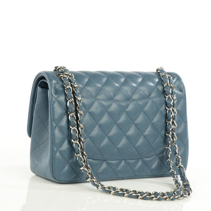 Chanel Caviar Quilted Jumbo Double Flap Blue 3 of 8