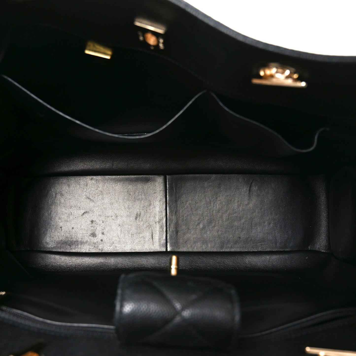 Caviar Quilted Large Shopping Tote Black
