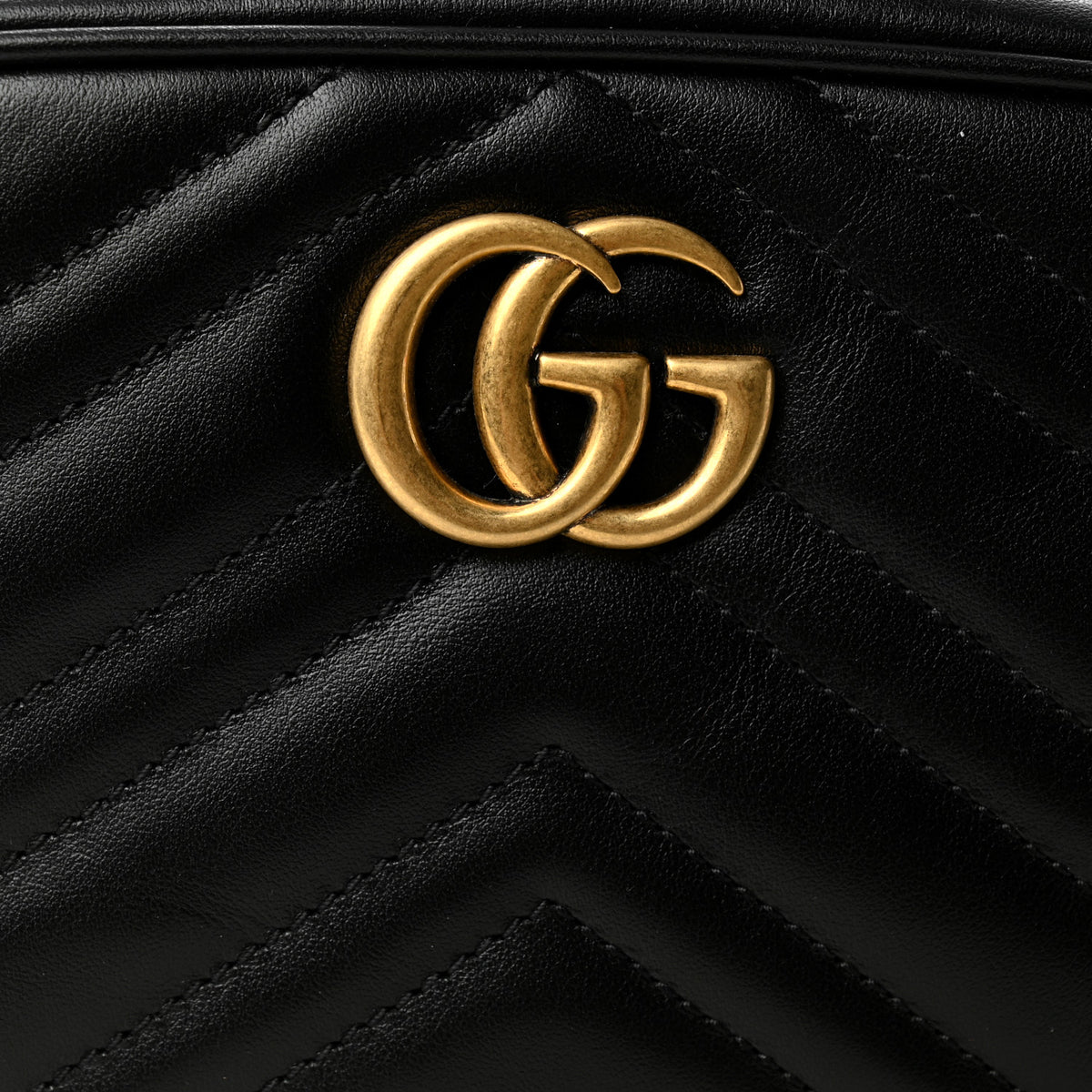 Calfskin Matelasse Mini GG Marmont Chain Shoulder Bag Black