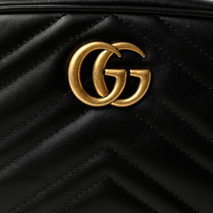 Gucci Calfskin Matelasse Mini GG Marmont Chain Shoulder Bag Black 8 of 10