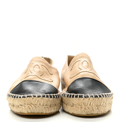 Chanel Lambskin CC Espadrilles 37 Beige Black 2 of 13
