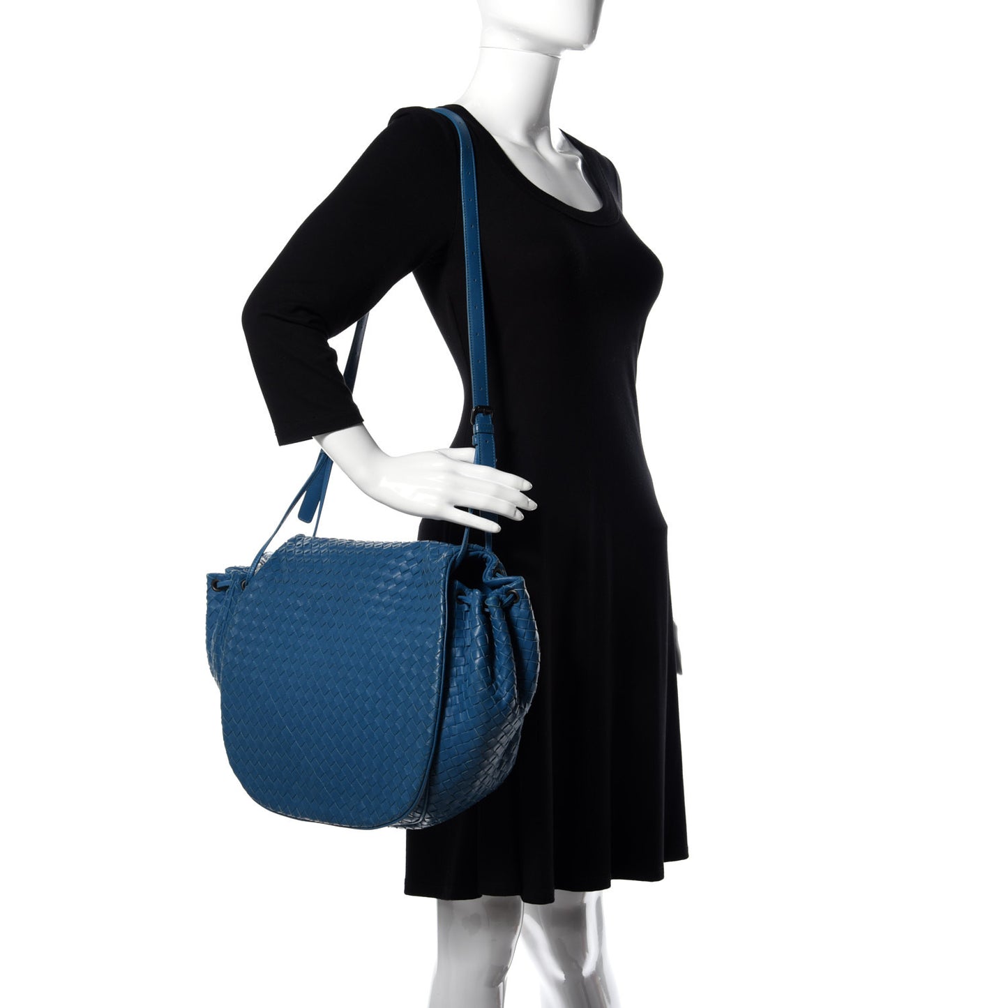 Nappa Intrecciato Shoulder Bag Cobalt Blue