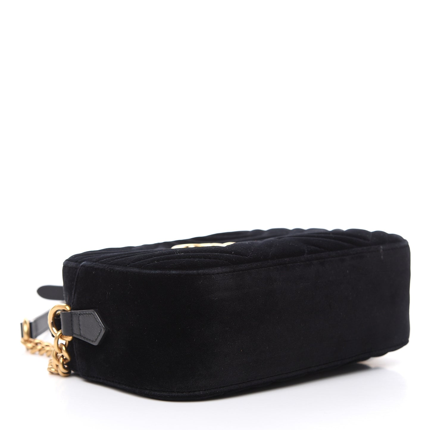 Velvet Matelasse Small GG Marmont Chain Shoulder Bag Black