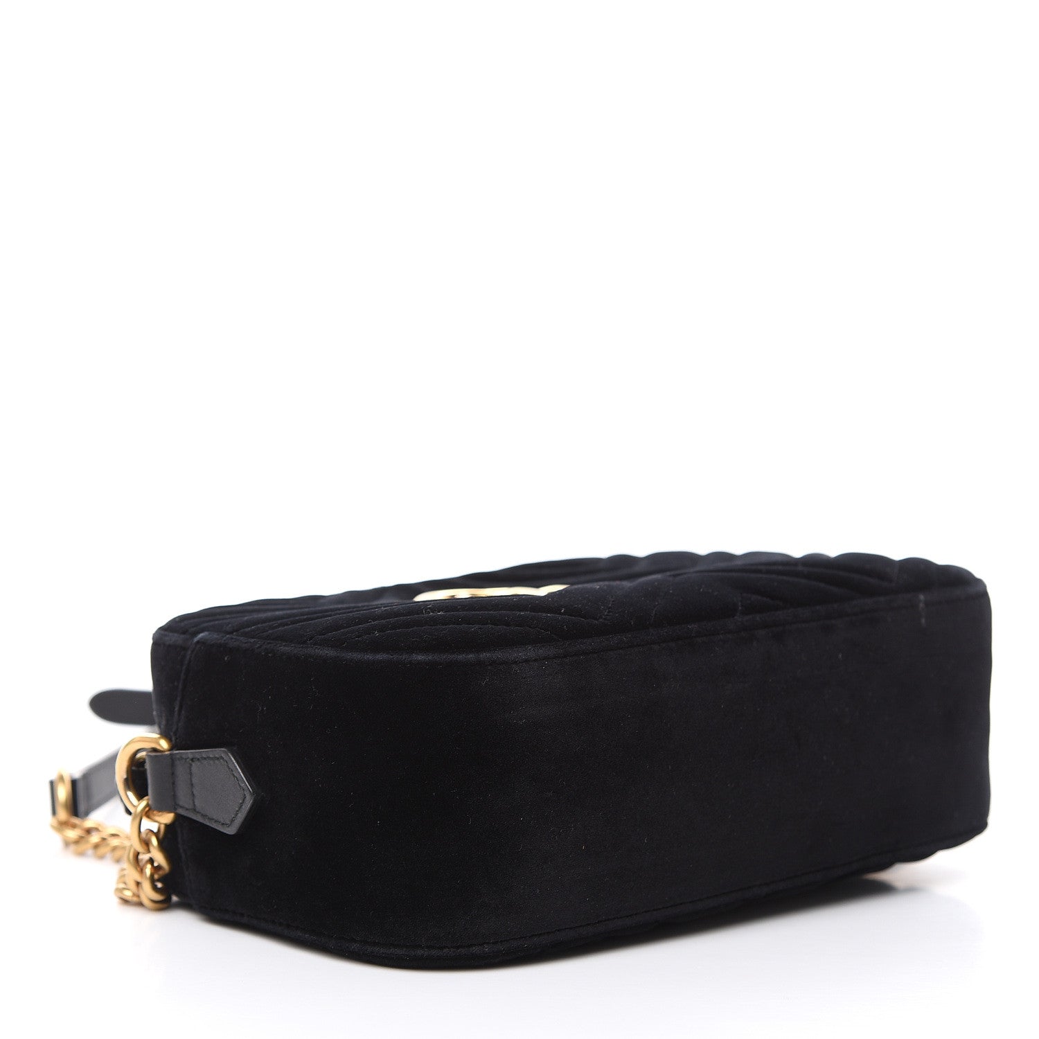 Gucci Velvet Matelasse Small GG Marmont Chain Shoulder Bag Black 4 of 12