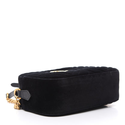 Gucci Velvet Matelasse Small GG Marmont Chain Shoulder Bag Black 4 of 12