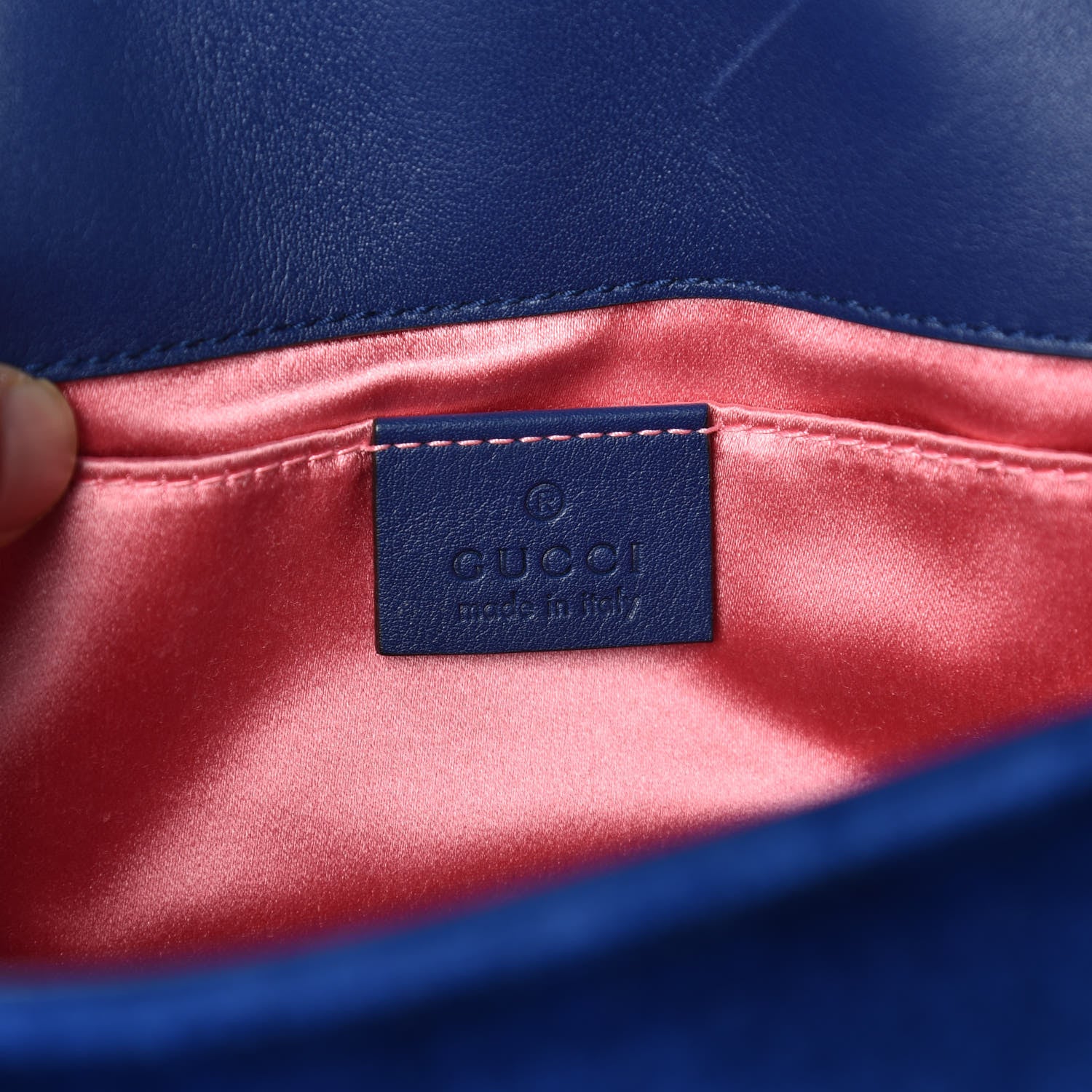 Gucci Velvet Matelasse Mini GG Marmont Shoulder Bag Cobalt Blue 8 of 12