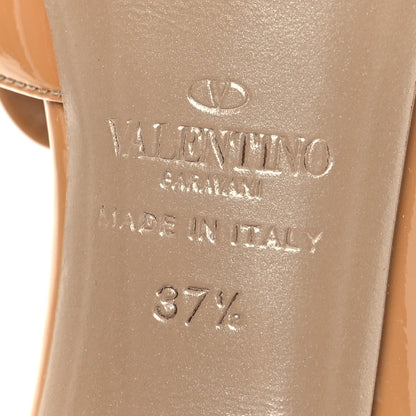 Valentino Garavani Patent Couture Bow Peep Toe Pumps 37.5 Beige 8 of 14