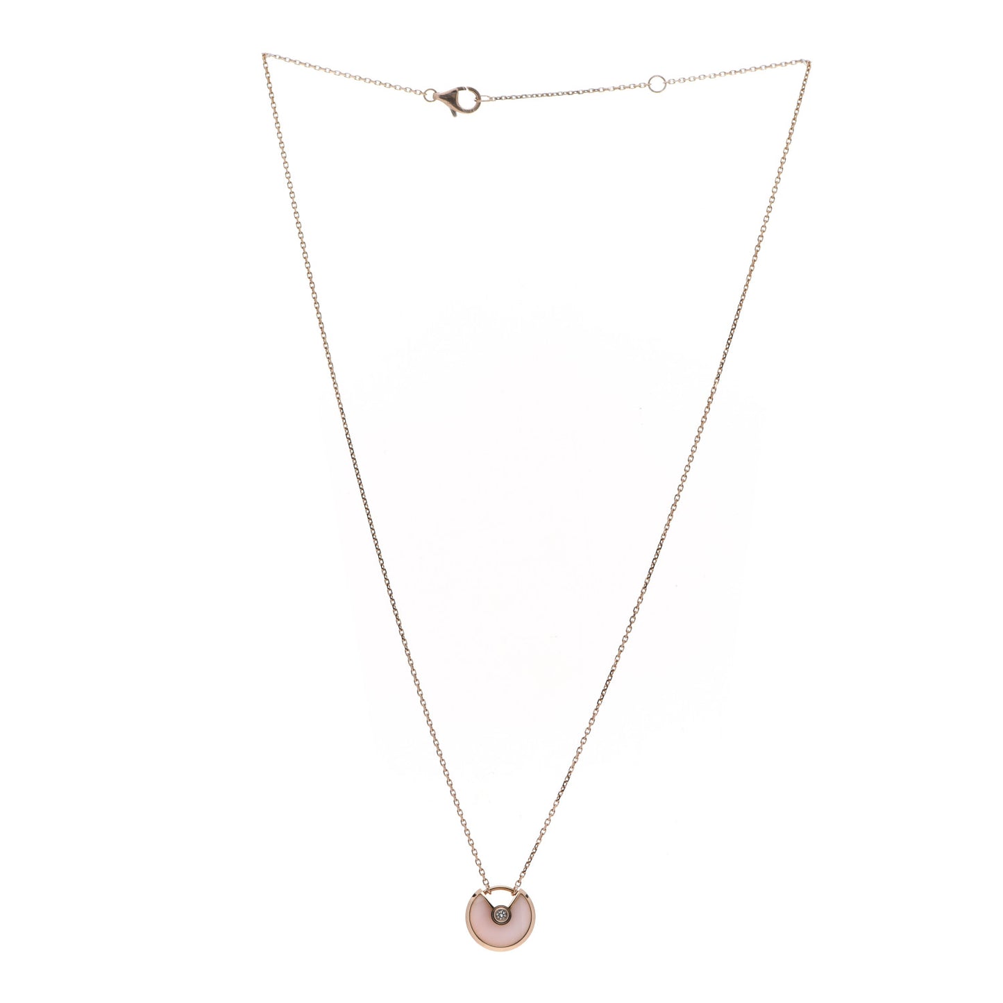 18K Pink Gold Diamond Pink Opal XS Amulette de Cartier Pendant Necklace