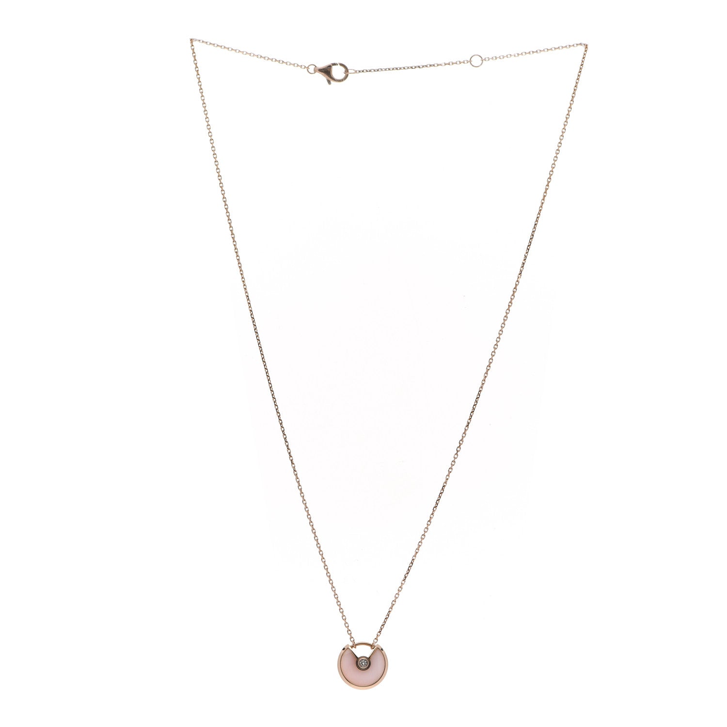 Cartier 18K Pink Gold Diamond Pink Opal XS Amulette de Cartier Pendant Necklace 3 of 6