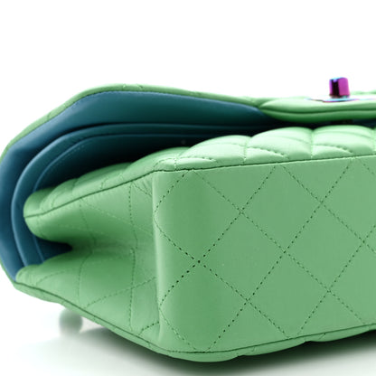 Chanel Lambskin Quilted Small Double Flap Green Blue 9 of 10