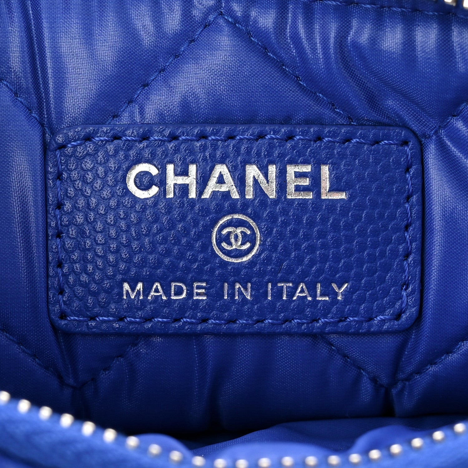 Chanel Caviar Chevron Quilted Small Cosmetic Case Blue 6 of 8