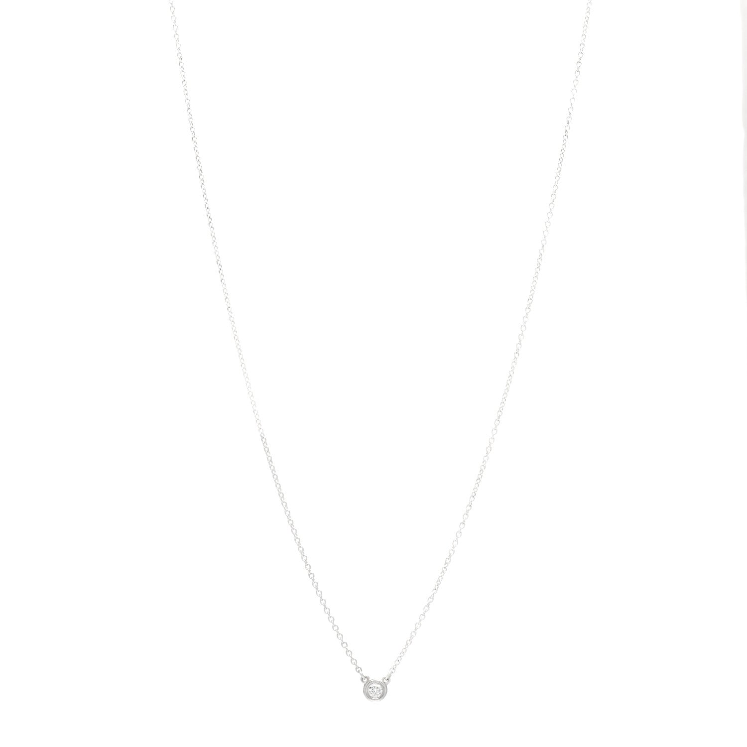 Tiffany Sterling Silver Diamond .08ct Elsa Peretti Diamonds by the Yard Pendant Necklace 1 of 3