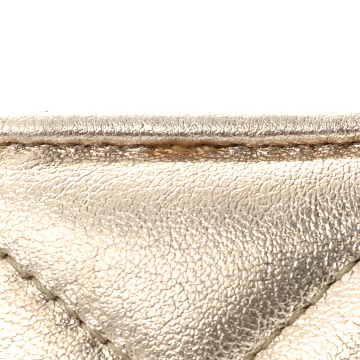 Metallic Lambskin Quilted Chanel 19 Card Holder Gold