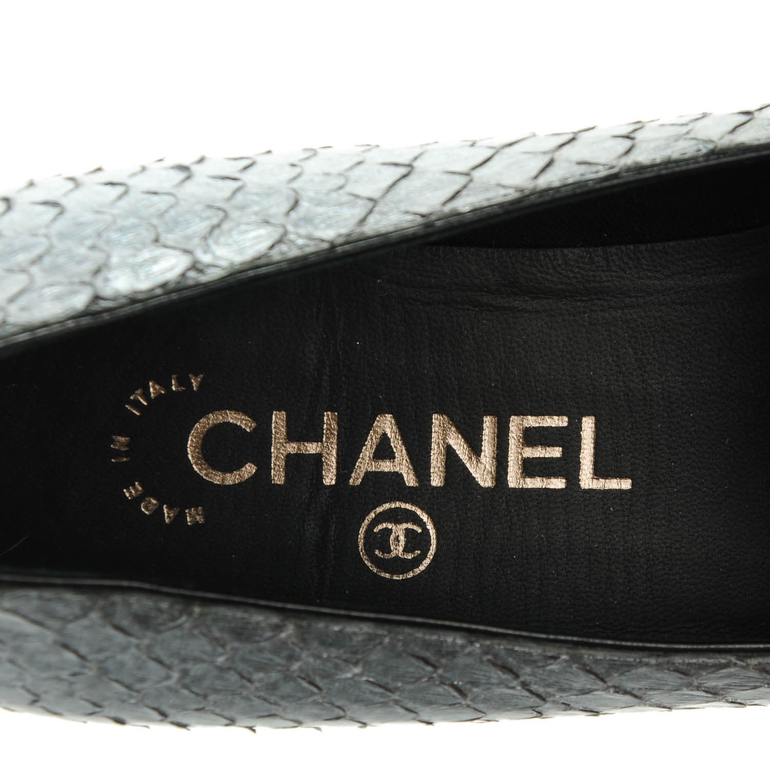Chanel Python CC Mocassin Loafers 36.5 Dark Grey 7 of 8
