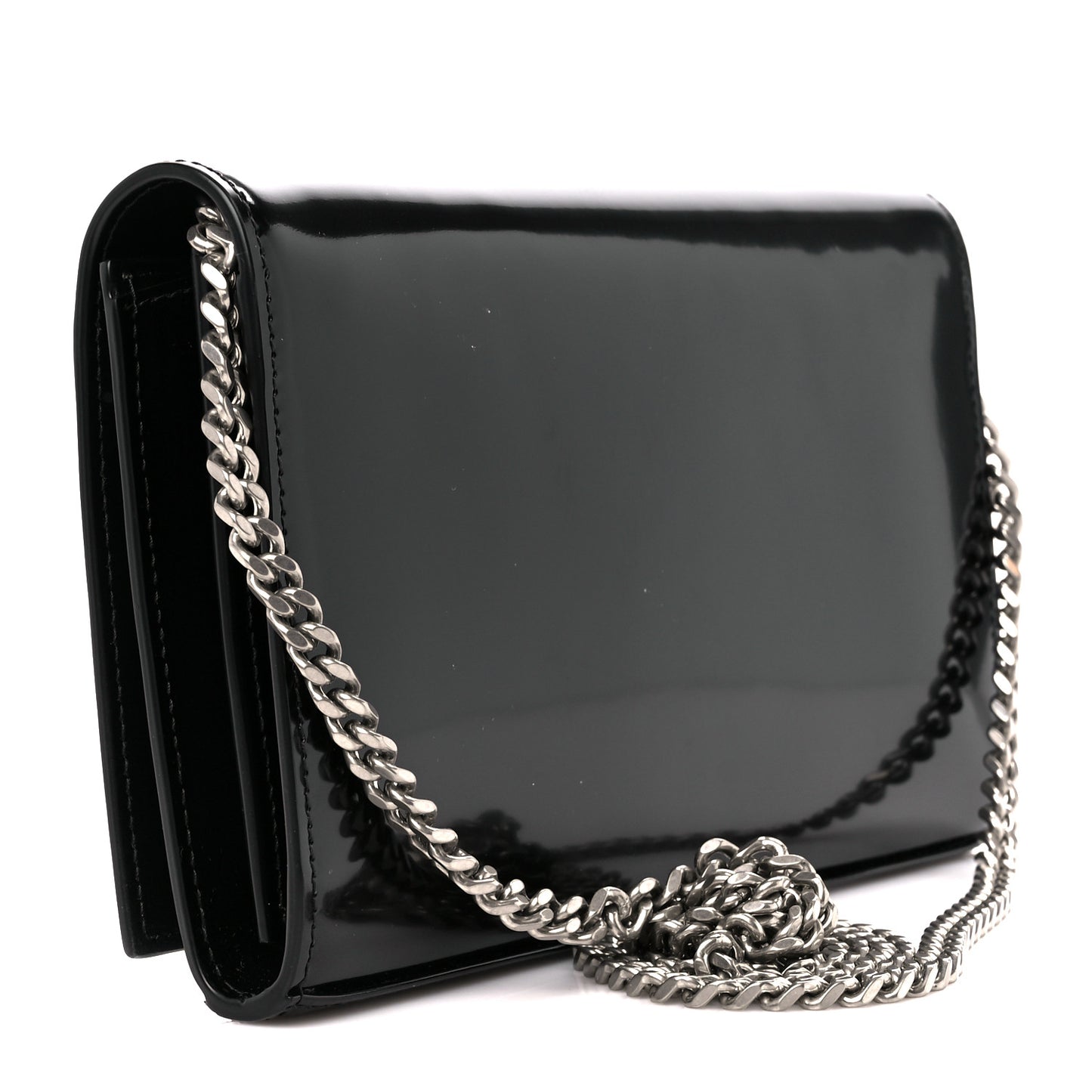 Glazed Calfskin Cassandre Wallet On Chain WOC Black