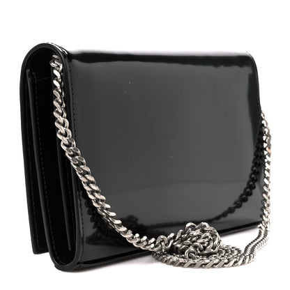 Saint Laurent Glazed Calfskin Cassandre Wallet On Chain WOC Black 3 of 10