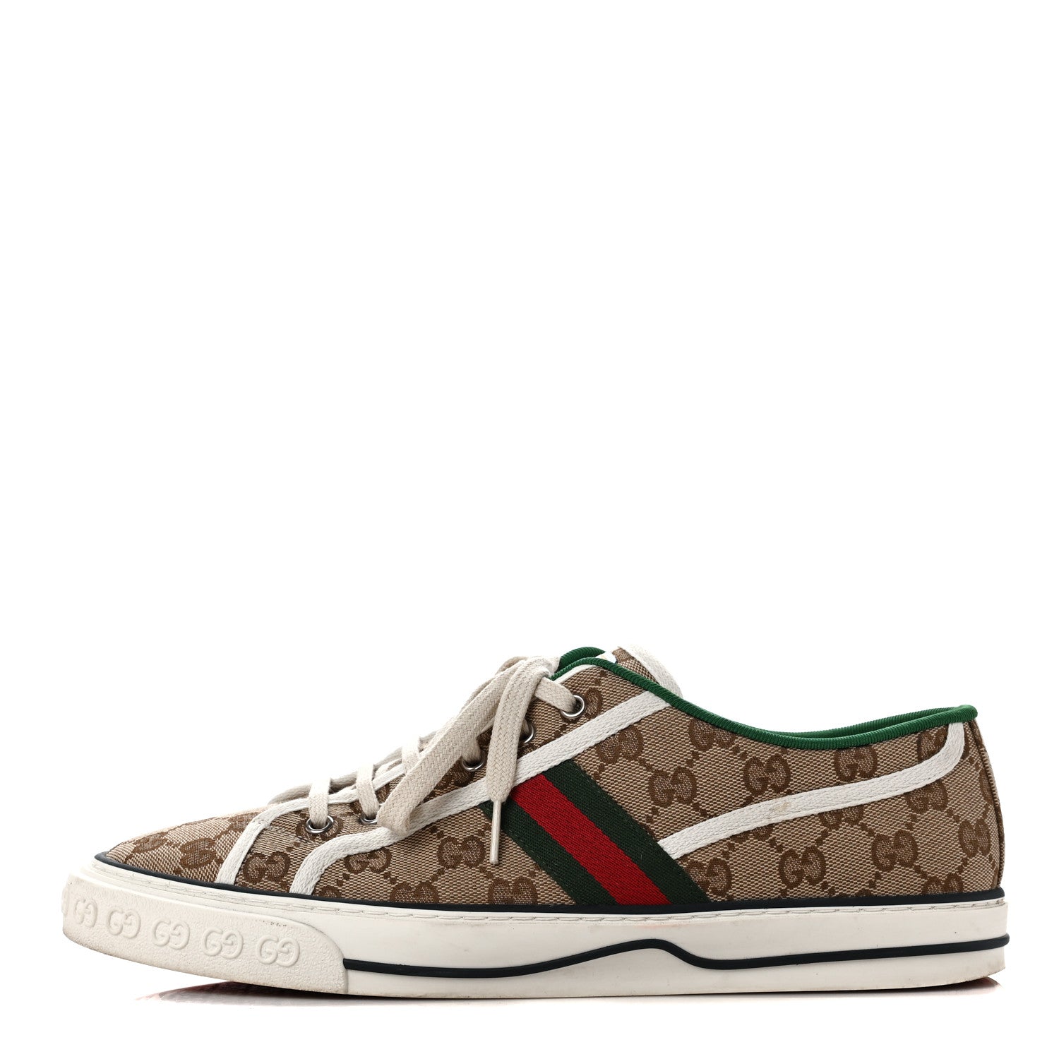 Gucci GG Monogram Web Mens 1977 Tennis Sneakers 10 Beige Ebony Mystic White 1 of 9