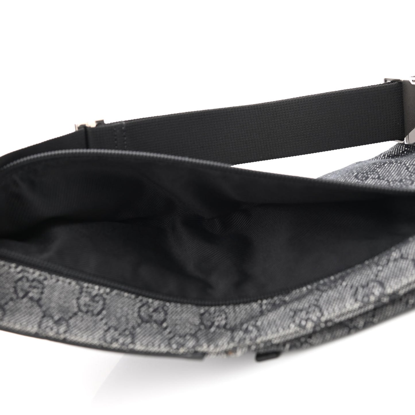 GG Denim Monogram Double Pocket Belt Bag Black