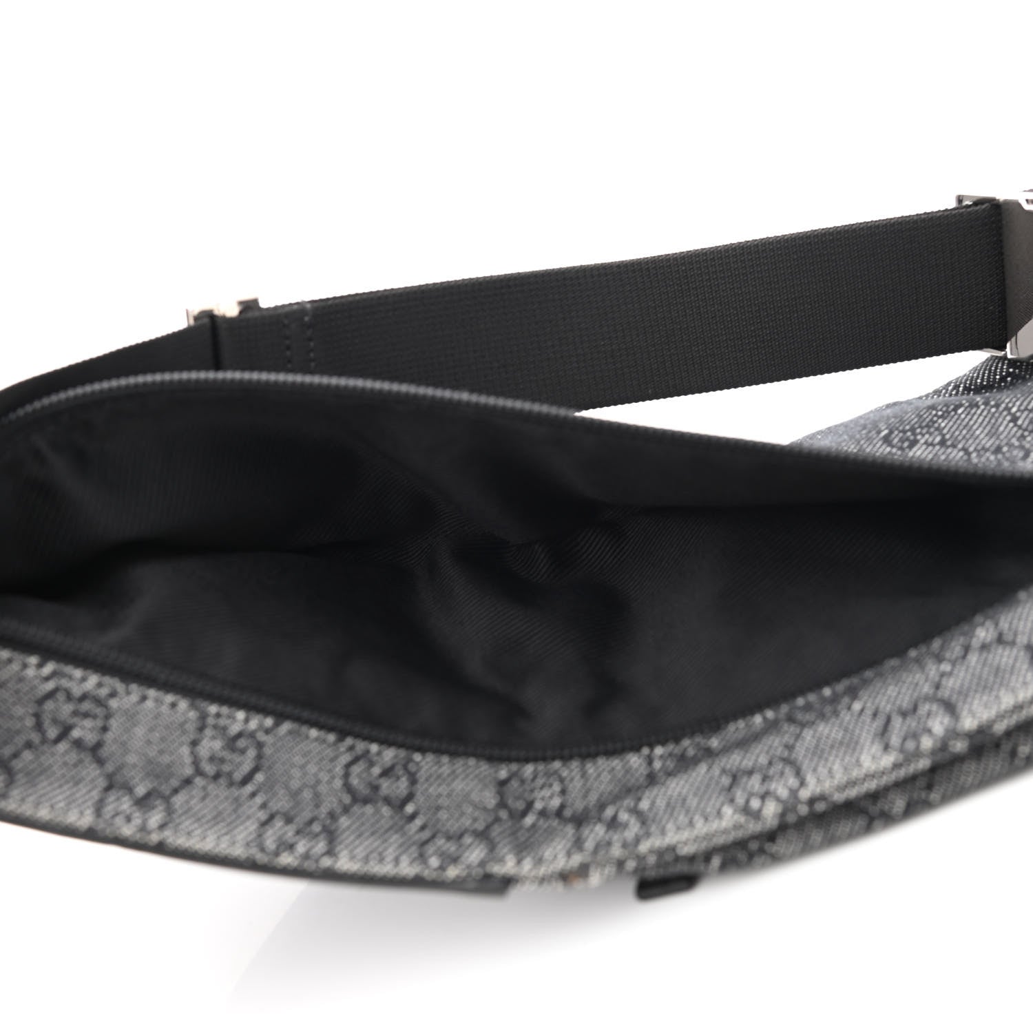 Gucci GG Denim Monogram Double Pocket Belt Bag Black 5 of 11
