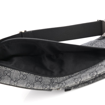Gucci GG Denim Monogram Double Pocket Belt Bag Black 5 of 11