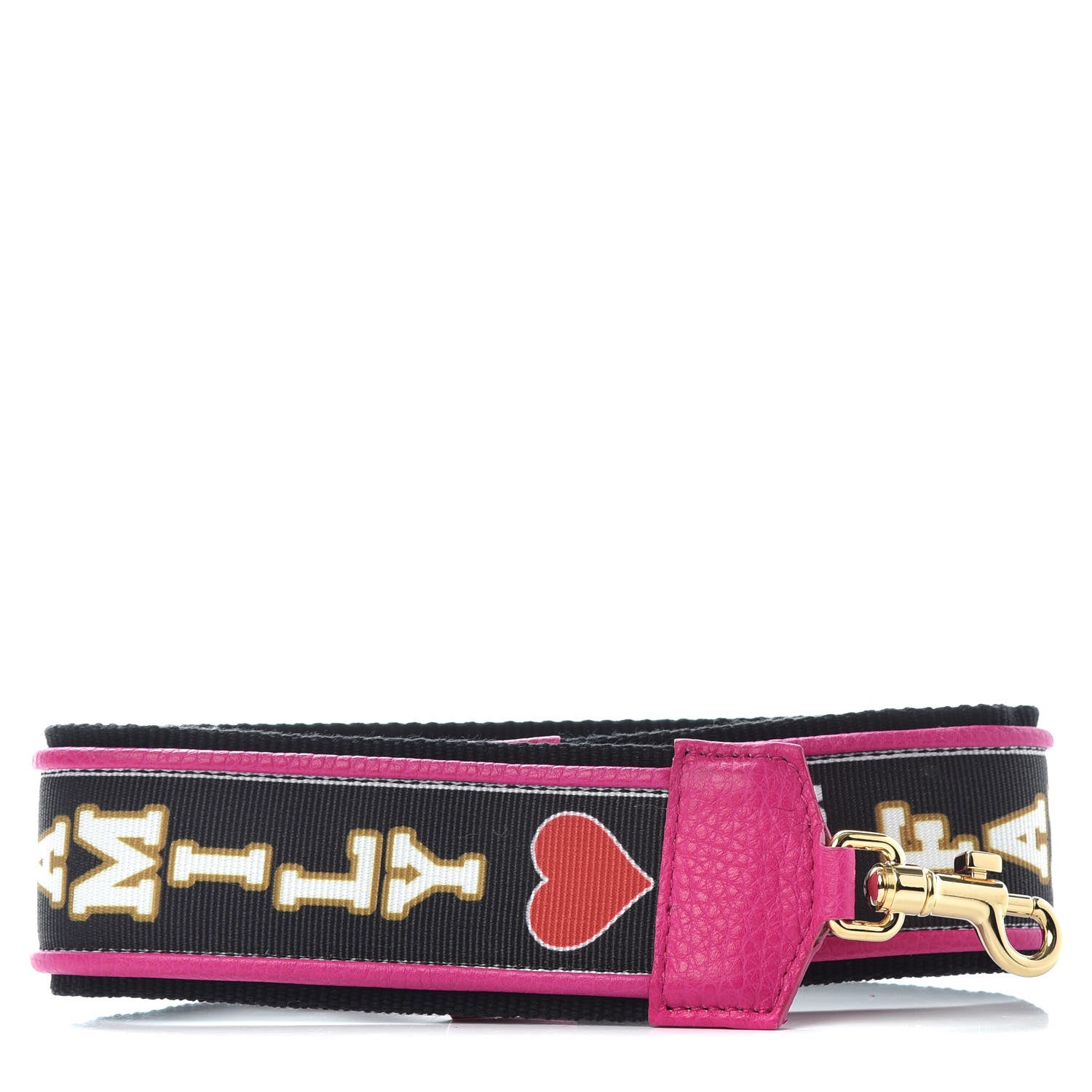 Dolce & Gabbana Canvas Calfskin Family Heart Print Strap Pink Black 1 of 3